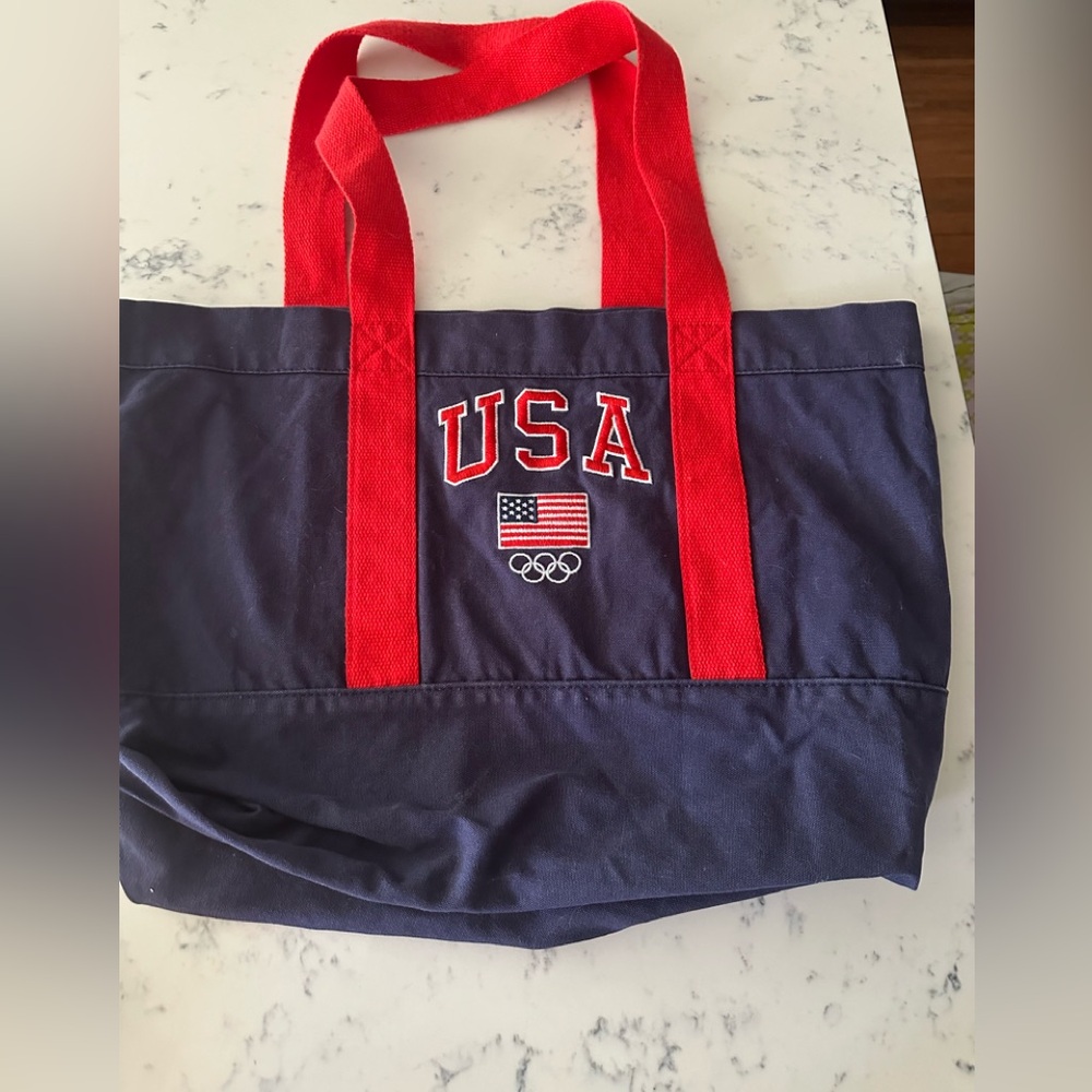 Gap Team USA Canvas Bag Tote Navy Blue Denim NWOT